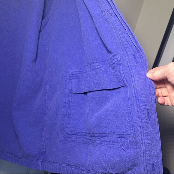 Purple Cotton Oversized Tilley Endurables Button Down Hooded Spring Jacket, M - Picture 7 of 9